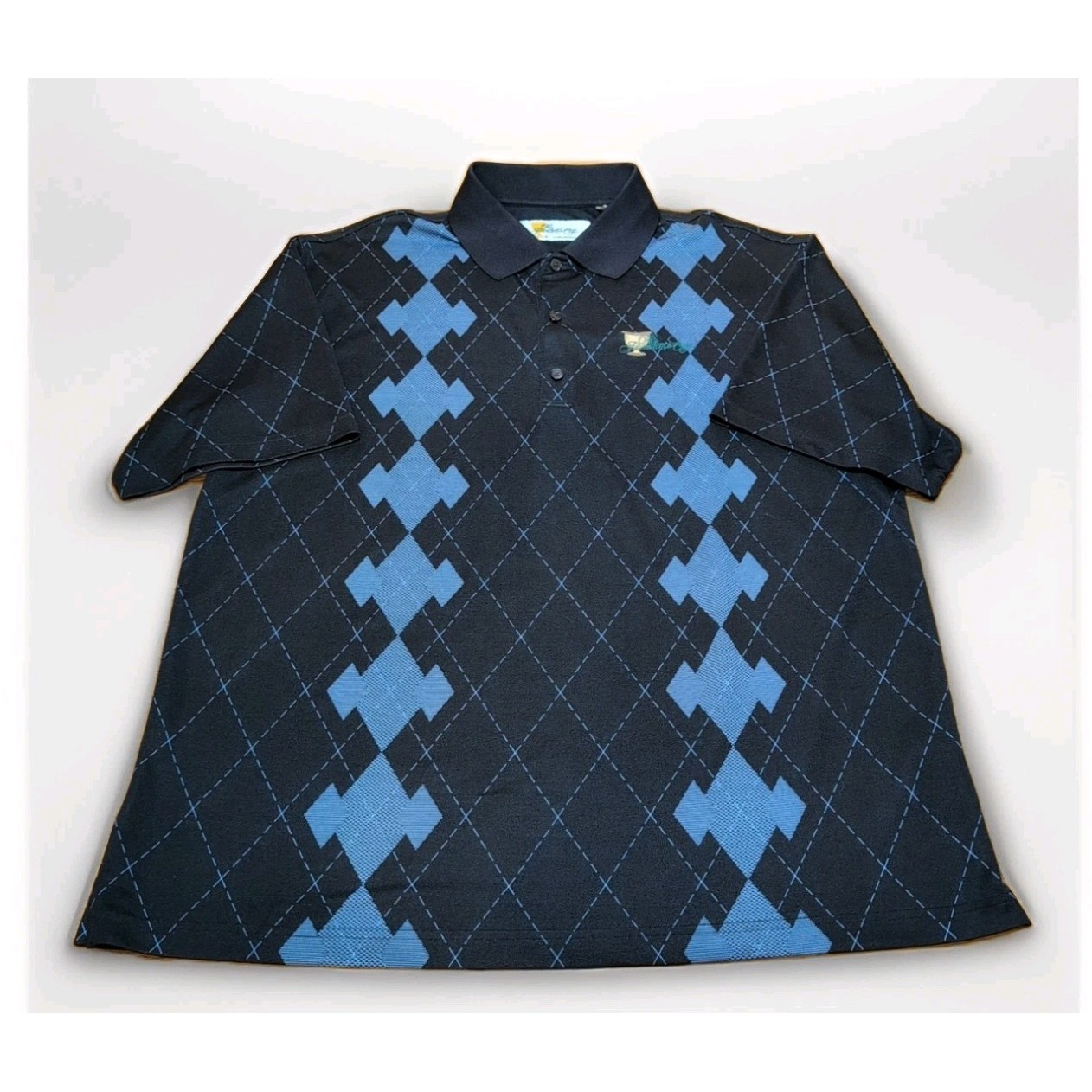 Greg Norman Shirt Blue Argyle Presidents Cup Golf Polo Size Xl